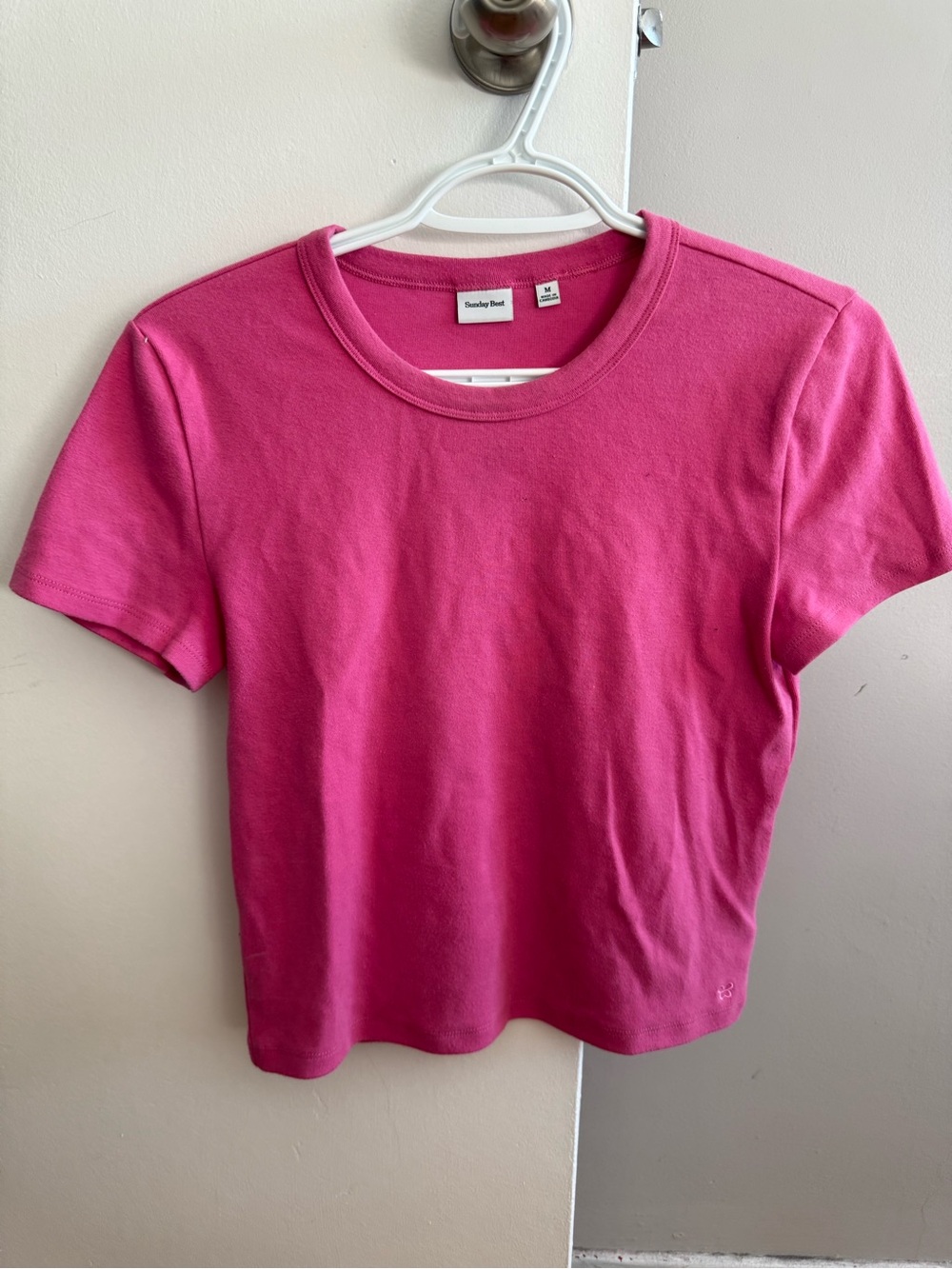 Sunday Best Women's Short Sleeve Tee in Bright Pink